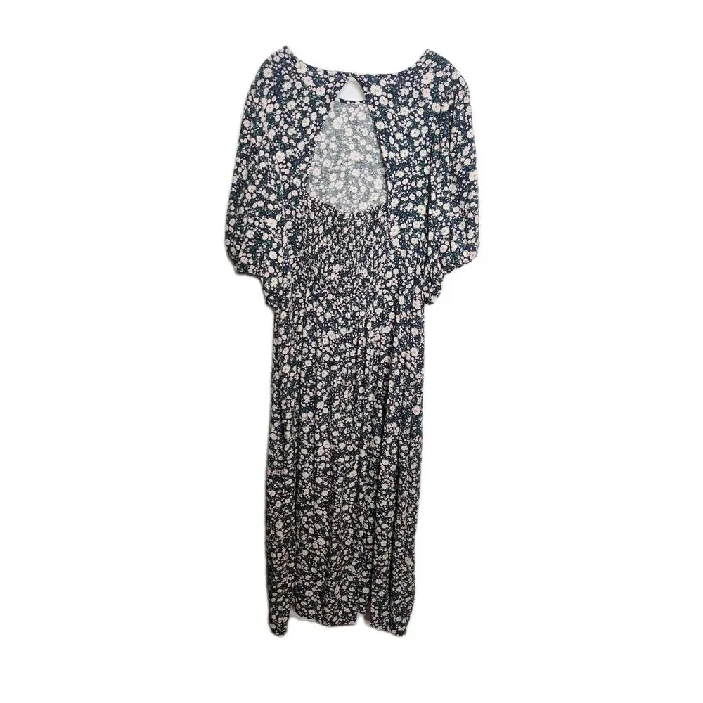 Old Navy‎ Womens Maxi Dress 4X Floral Cottagecore Puff Short Sleeve Smocked NWOT
